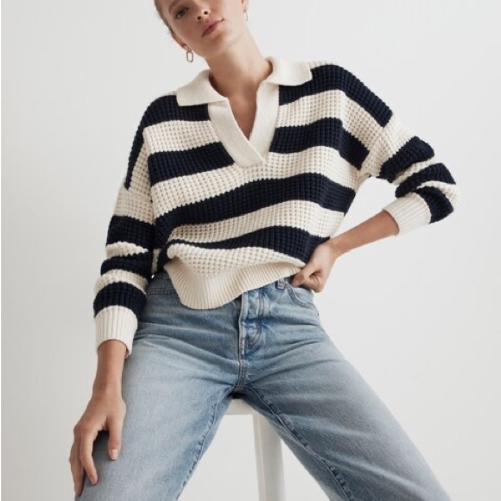 Madewell Waffle-Knit Henley Sweater